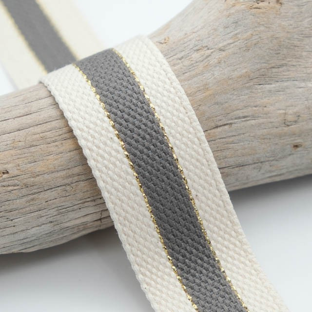 Two-Tone Gray Cotton Lurex Strap - Maison Klem